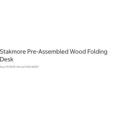 Stakmore Pre-Assembled Solid Wood Folding Desk With USB & Power Outlets