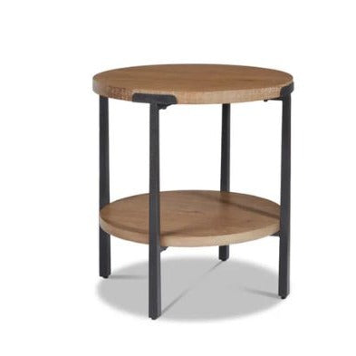 Millwork Brown Round End Table With Metal Base