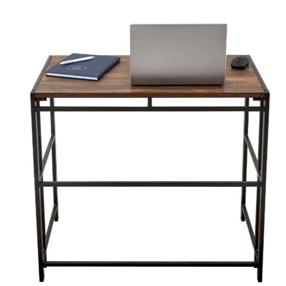 FlipShelf Portable & Folding Desk With Adjustable Feet Metal Frame & Wood Finish