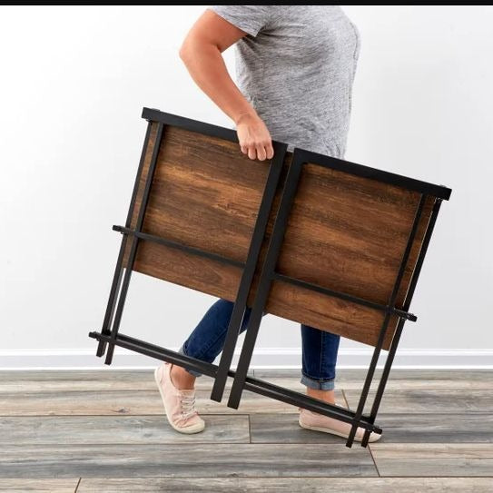 FlipShelf Portable & Folding Desk With Adjustable Feet Metal Frame & Wood Finish