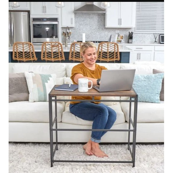 FlipShelf Portable & Folding Desk With Adjustable Feet Metal Frame & Wood Finish