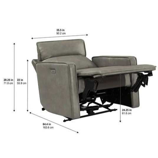 Henredon Keira Leather Zero Gravity Recliner With USB Ports & Power Headrest