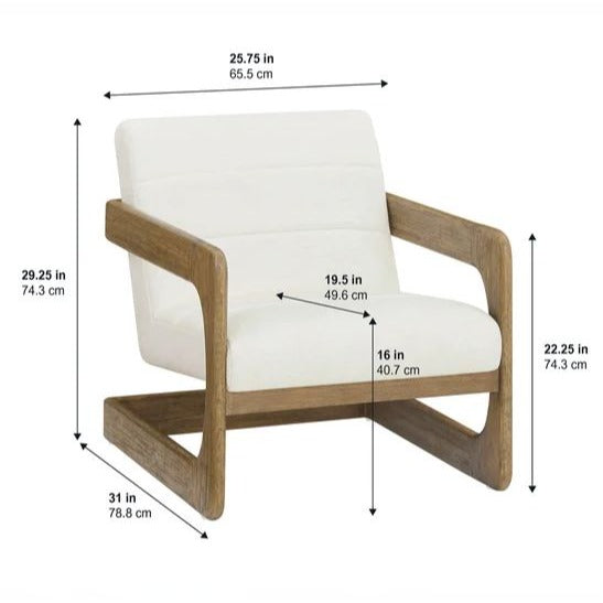 Thomasville Milland Wood Base Fabric Accent Chair With Foam Seat & Channeled Back Design 29.25" H x 25.75" W x 31" D