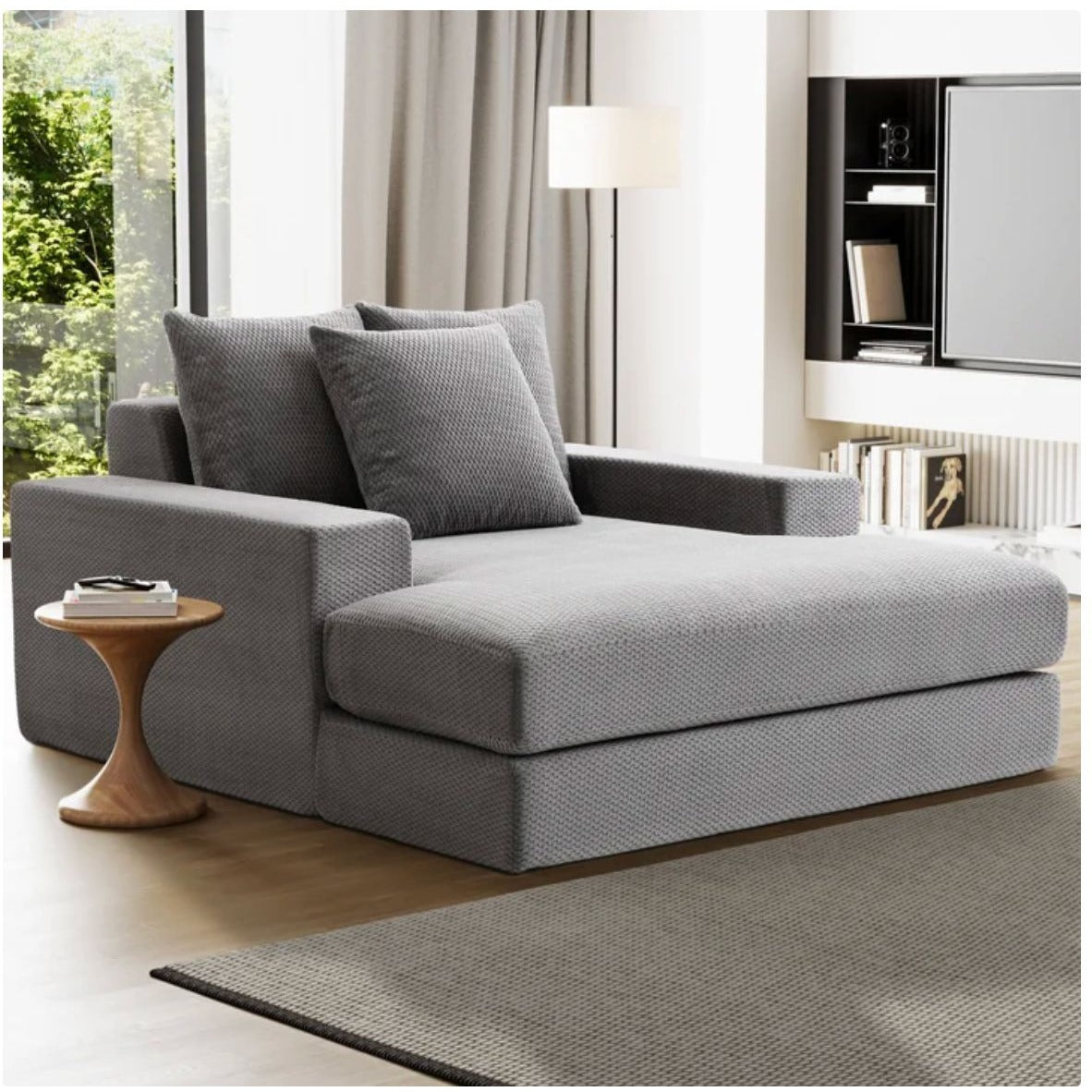 Sealy Calin Upholstered Foam Lounger With Plush Cushions & Wide Armrests - 58" Gray Chaise