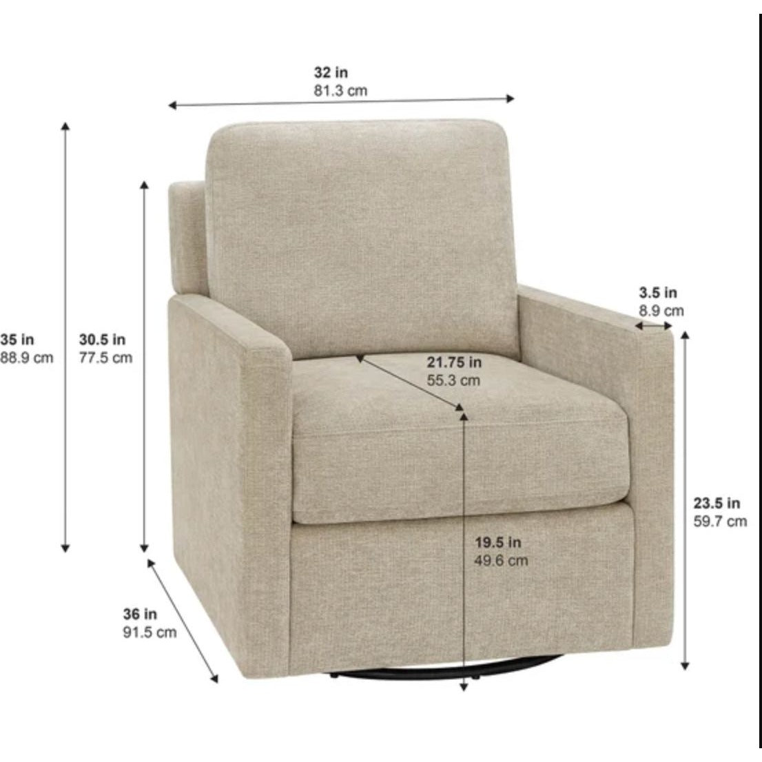 Henredon Marley Swivel Accent Chair Beige Polyester Fabric