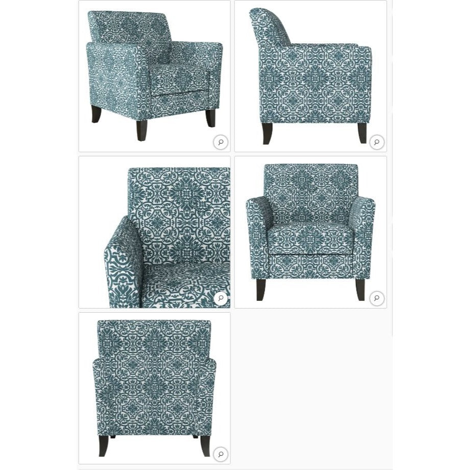 Laurens Accent Chair With Damask Pattern Upholstery Solid Wood Legs & Comfortable Foam Cushion 33" W X 32.1" D X 35.5" H