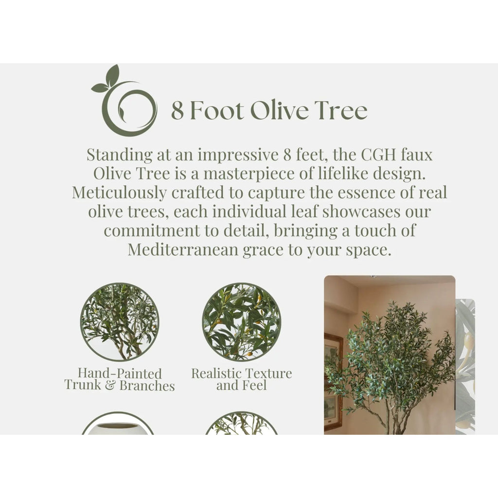 Faux 8 Olive Tree With Hand-Painted Trunk & Branches In Artisan-Style Planter