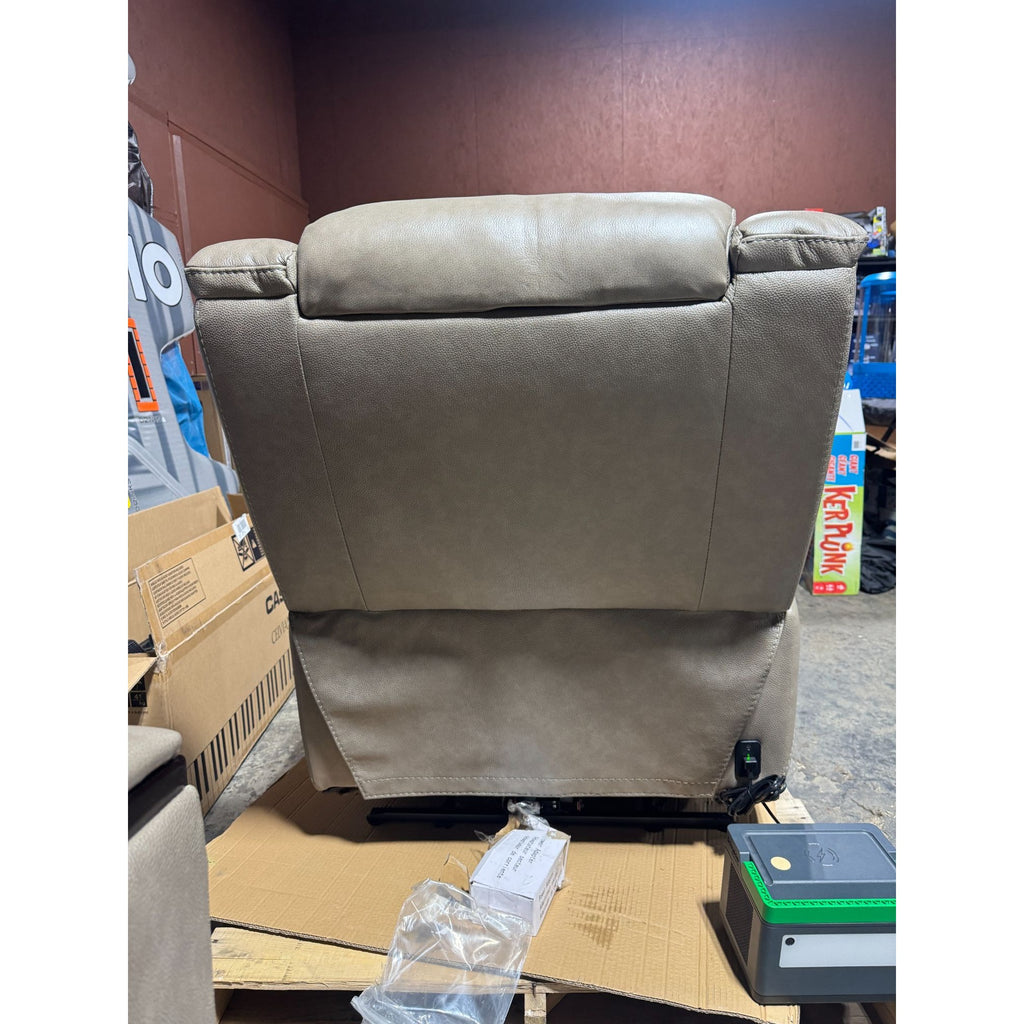 Mason Leather Power Recliner With Power Headrest By Gilman Creek In Taupe - Top Grain Leather - USB Ports
