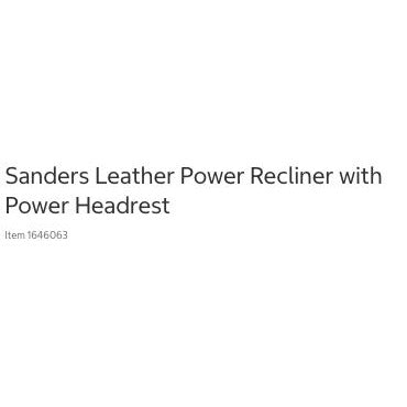 Sanders Leather Power Recliner With Power Headrest & USB Charging Ports