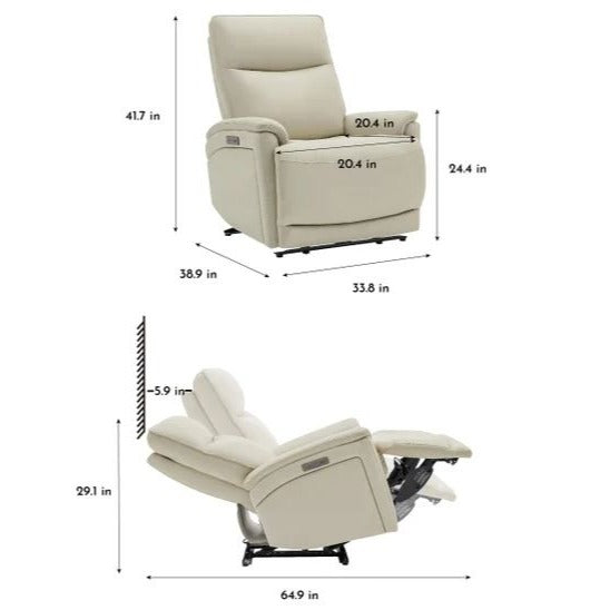 Sanders Leather Power Recliner With Power Headrest & USB Charging Ports