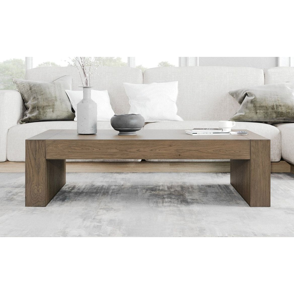 Pike & Main Jaxon 55" Rectangular Coffee Table With Mahogany Solids Oak Veneers & Adjustable Levelers
