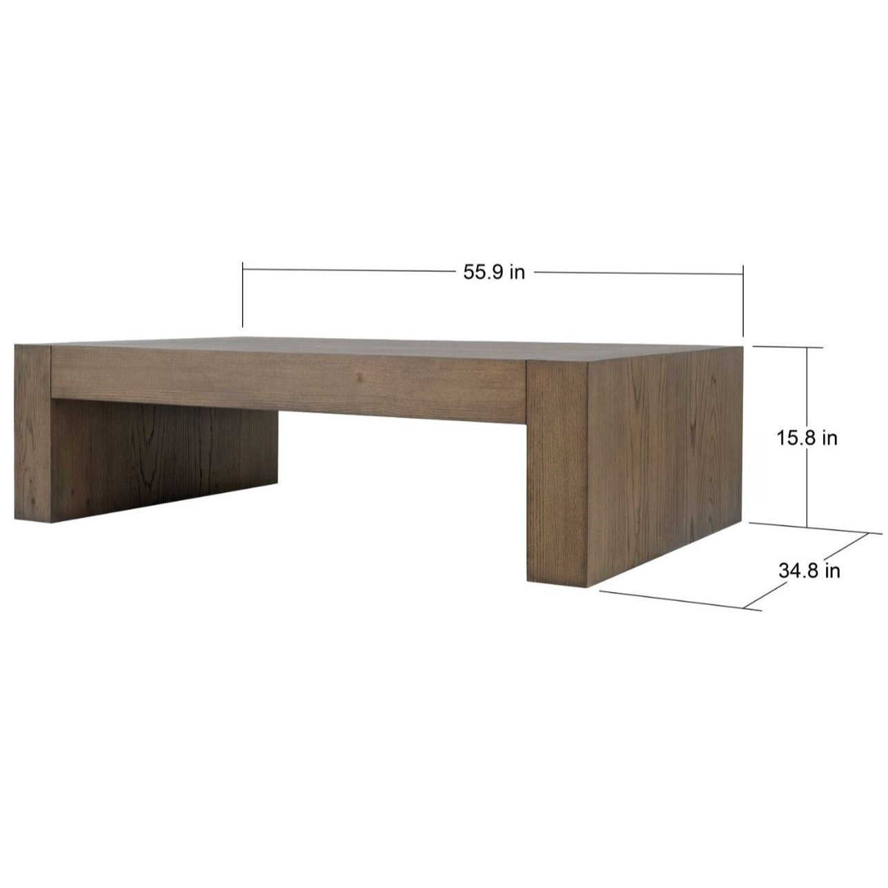 Pike & Main Jaxon 55" Rectangular Coffee Table With Mahogany Solids Oak Veneers & Adjustable Levelers