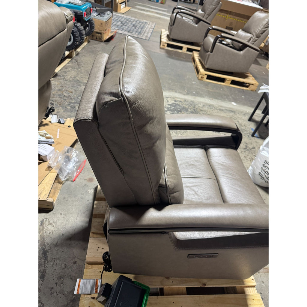 Gilman Creek Transitional Taupe Leather Power Recliner With Power Headrest & USB Ports