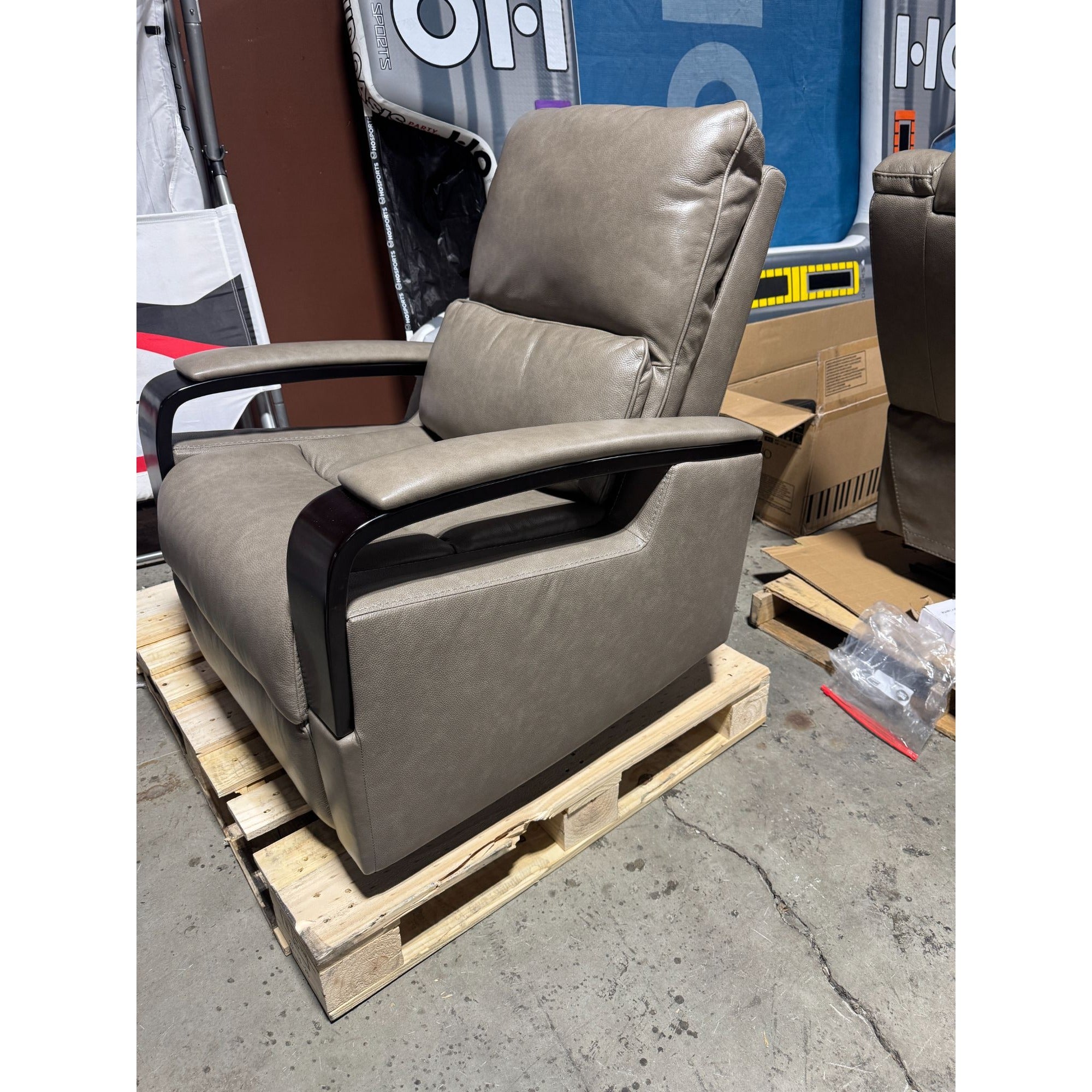 Gilman Creek Transitional Taupe Leather Power Recliner With Power Headrest & USB Ports
