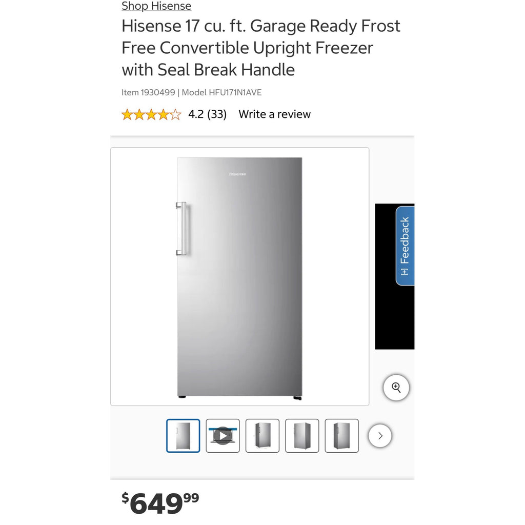 Hisense 17 Cu. Ft. Frost-Free Upright Freezer Convertible