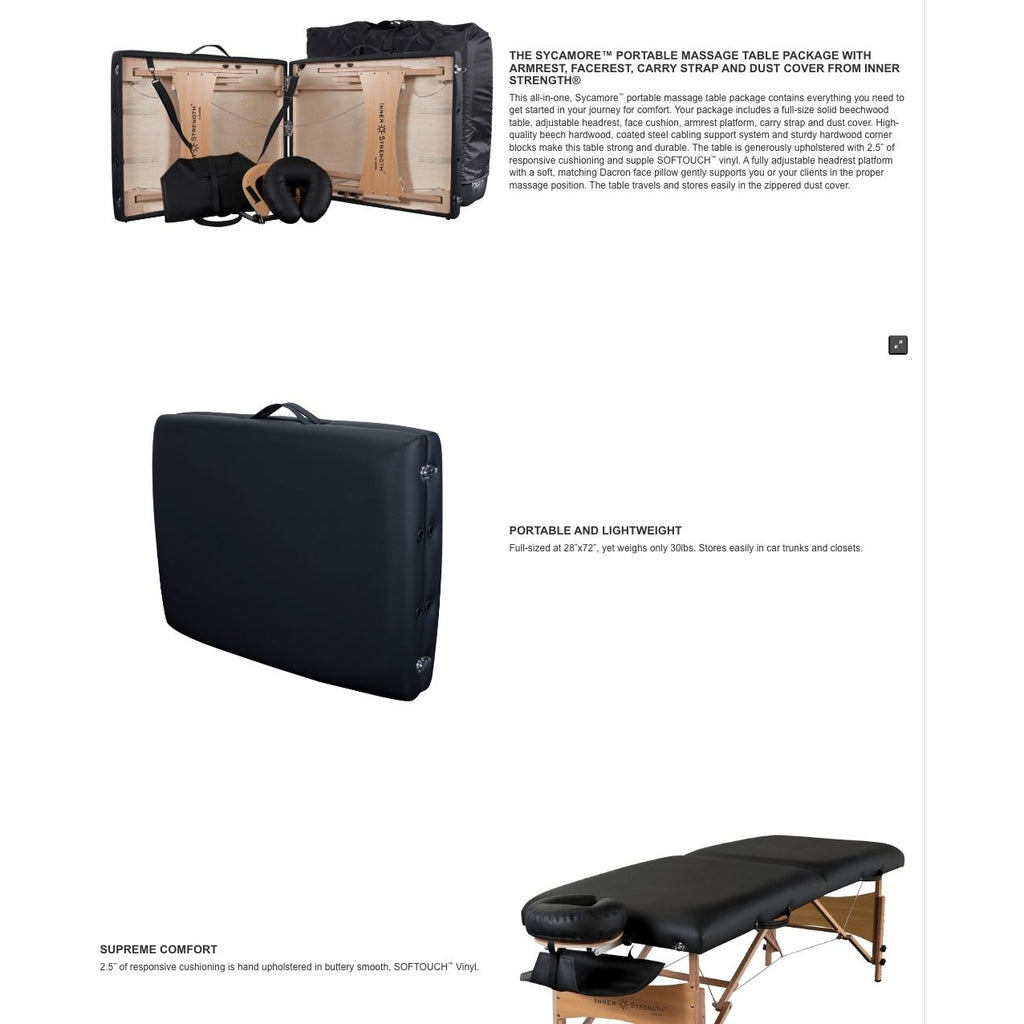 Inner Strength Sycamore Portable Massage Table Package By Earthlite