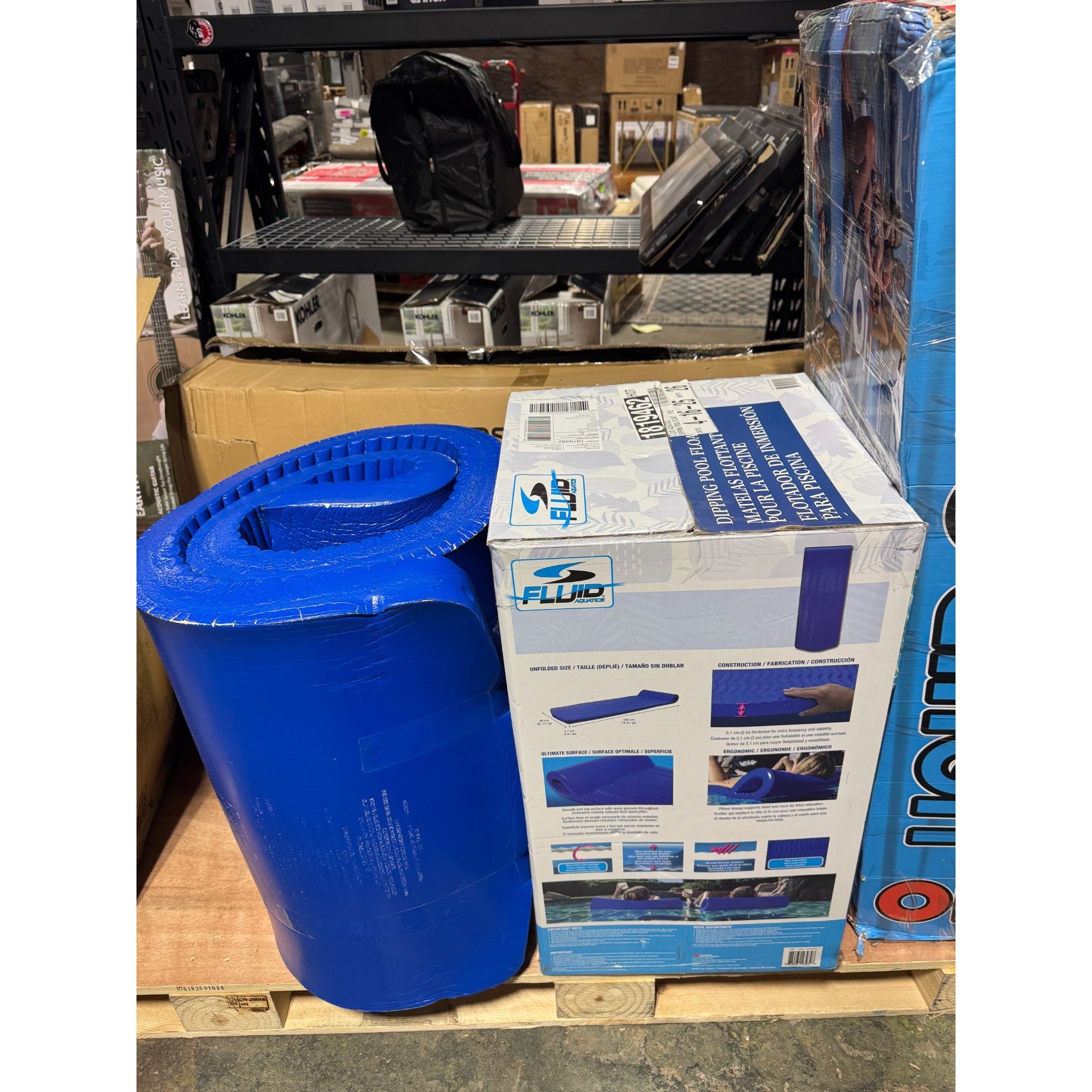 Fluid Aquatics Foam Pool Float 72" x 26" Durable Blue