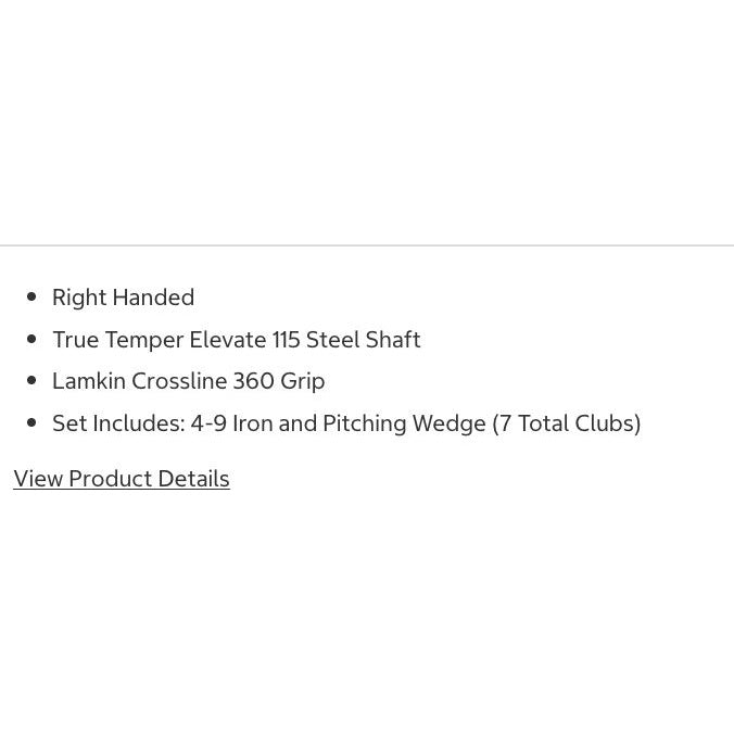 Kirkland Signature 7-Piece Iron Set Right Handed Stiff Flex True Temper Steel Shaft Players Distance