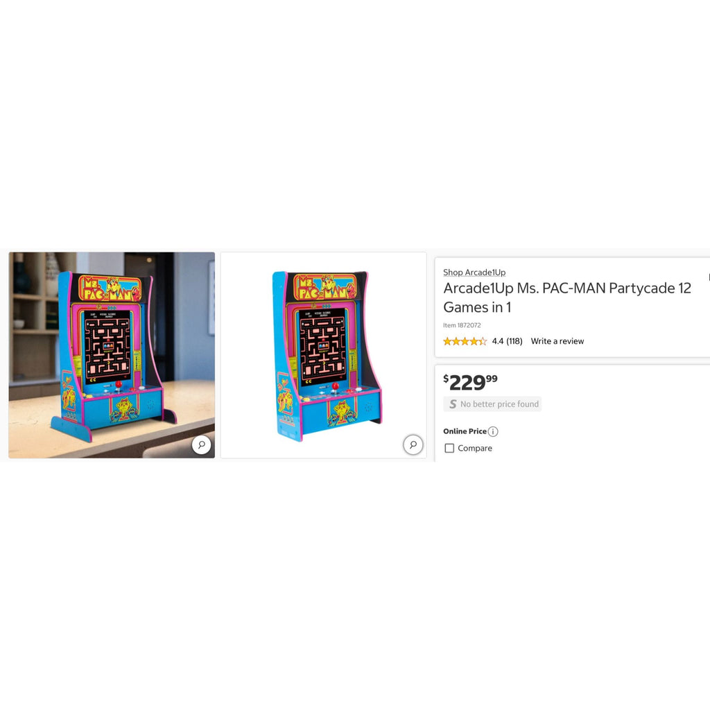 Arcade1Up Ms. PAC-MAN Partycade 12 Games In 1 Retro Arcade Machine