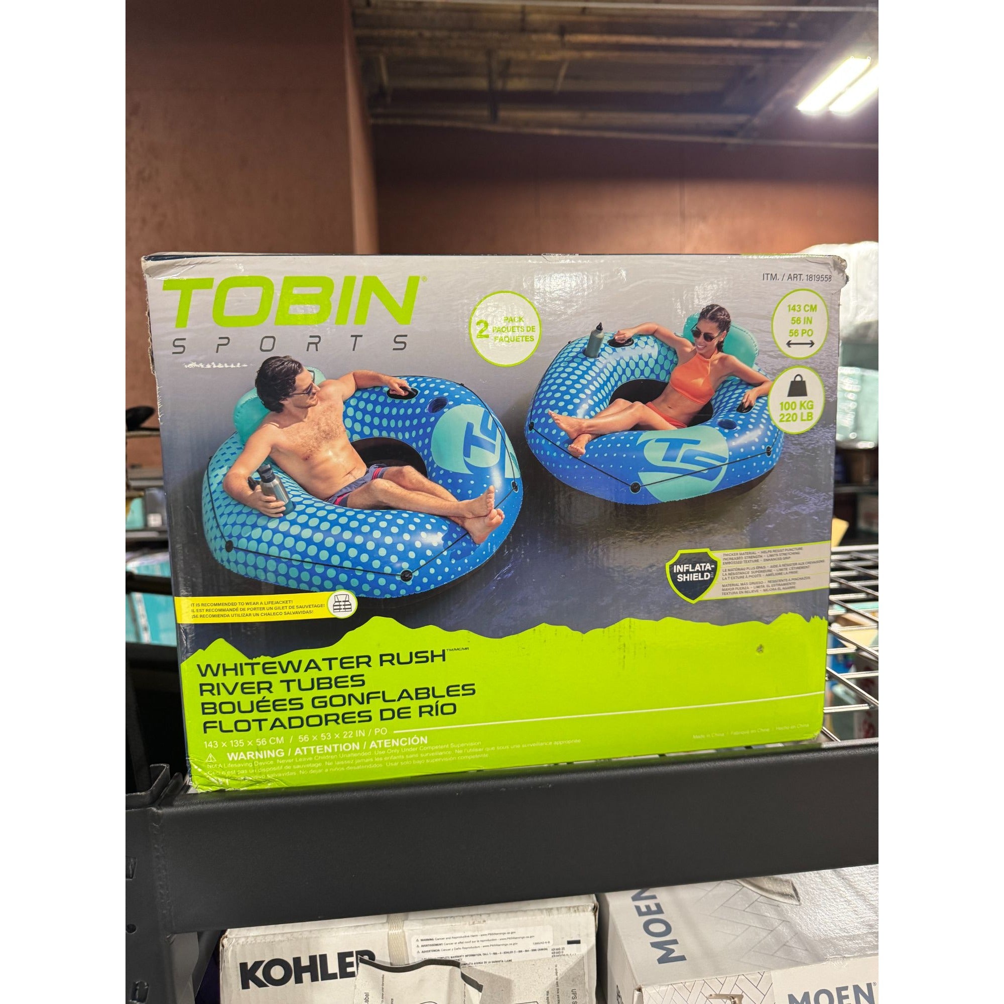 Tobin Sports Whitewater Rush 2-Pack Inflatable River Tubes With Backrest & Cup Holders