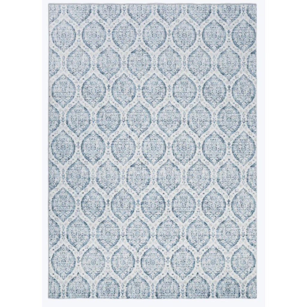 Alisha Aqua Dream Mink Printed Chenille 6'6" x 9'6" Washable Rug With Ornate Design For Stylish And Practical Home Décor