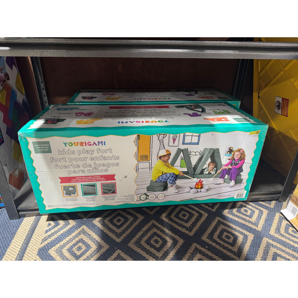 Yourigami Kids Convertible Play Fort Modular Foam Cushion Set - Dark Green With Washable Covers