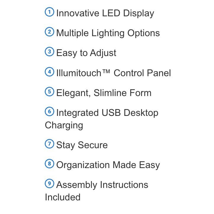 Tresanti Aurora 47” Adjustable Height Desk With LED Lighting & USB Ports