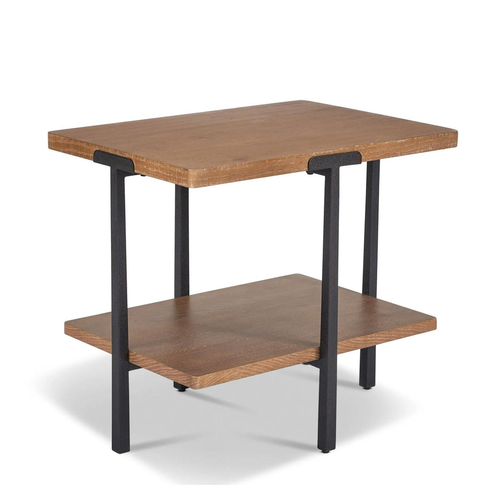 Flexsteel Millwork End Table Rustic Brown Wood & Black Finish