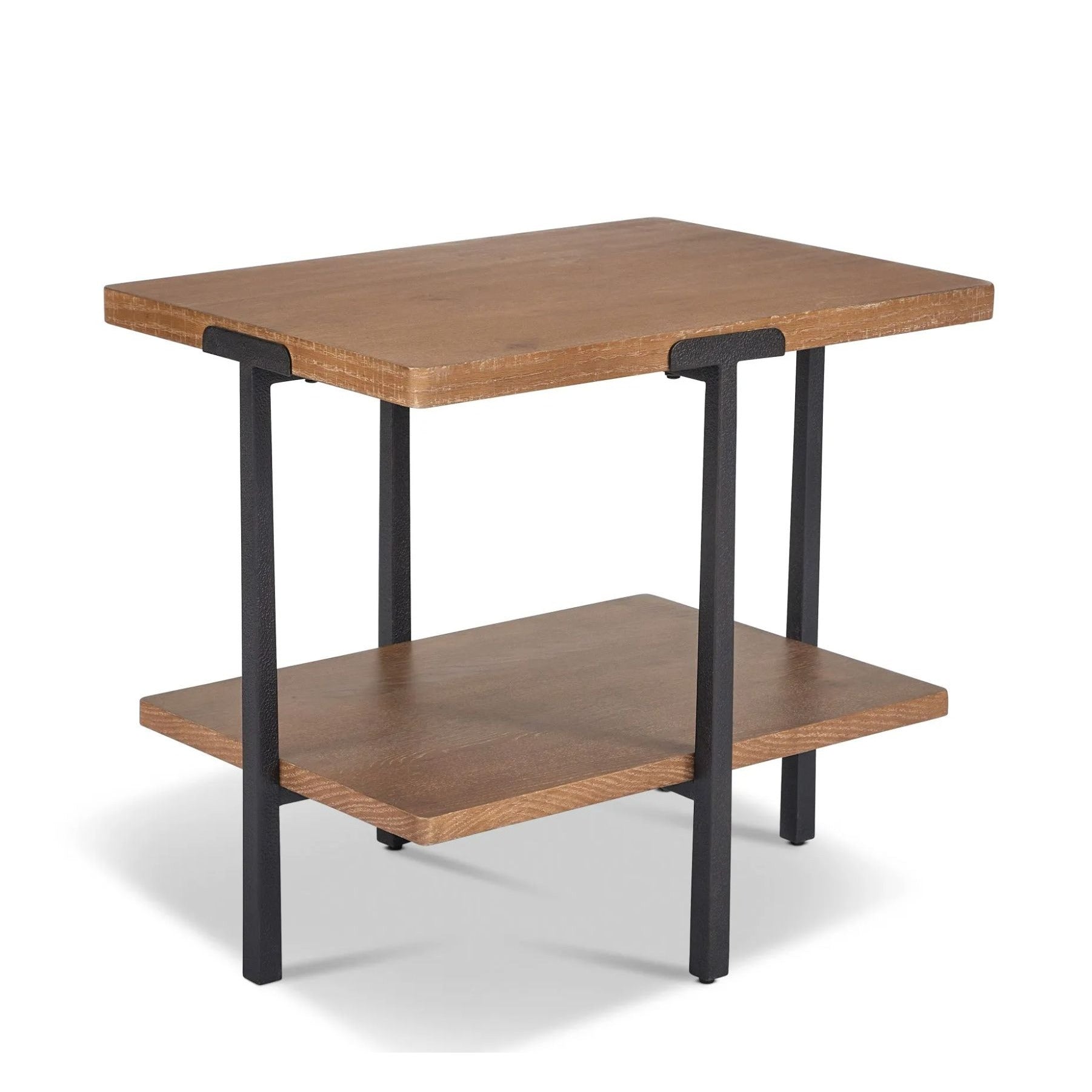 Flexsteel Millwork End Table Rustic Brown Wood & Black Finish