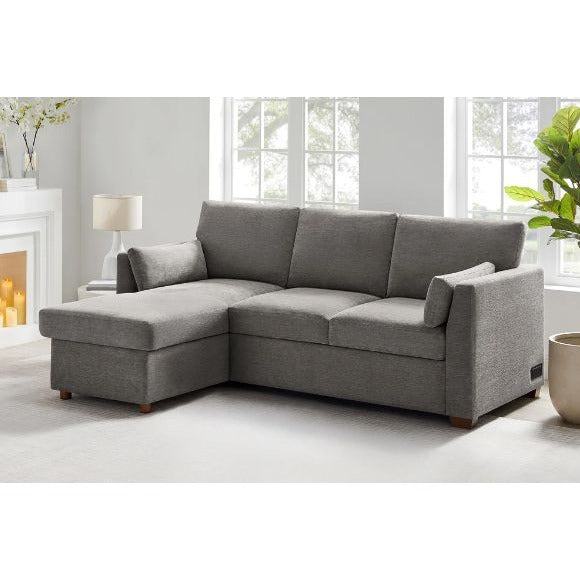 New Coddle Luke Fabric Sleeper Sofa With Reversible Chaise & Storage Gray pull-out bed