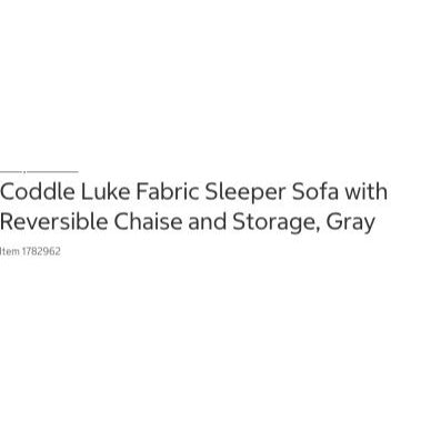 New Coddle Luke Fabric Sleeper Sofa With Reversible Chaise & Storage Gray pull-out bed