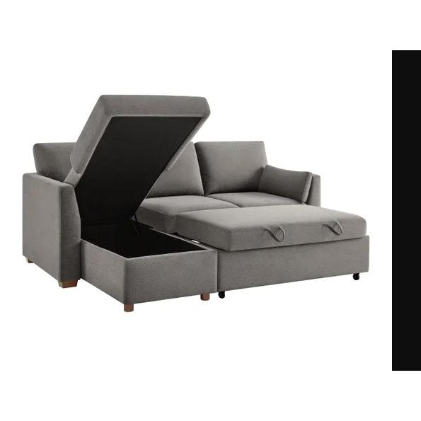 New Coddle Luke Fabric Sleeper Sofa With Reversible Chaise & Storage Gray pull-out bed