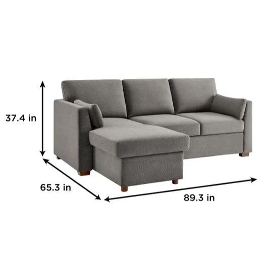 New Coddle Luke Fabric Sleeper Sofa With Reversible Chaise & Storage Gray pull-out bed
