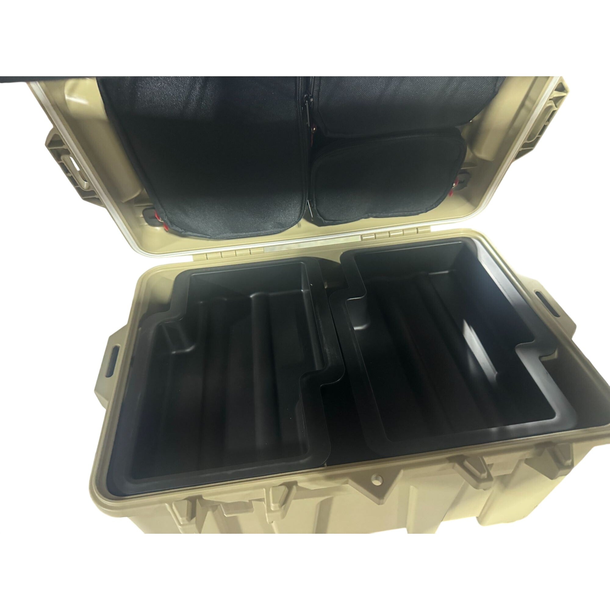 Coho Pack & Carry Box W/ Heavy Duty Latches Storage Trays Waterproof Padlock Capable Tan 14.8" W X 19" L X 11" H