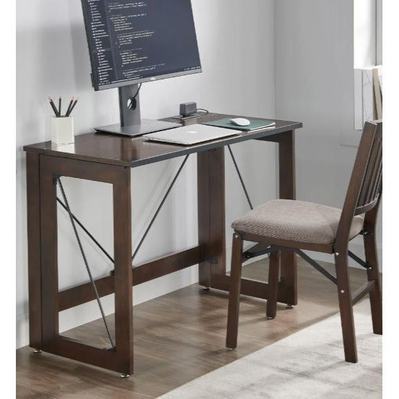 Stakmore Pre-Assembled Solid Wood Folding Desk With USB & Power Outlets