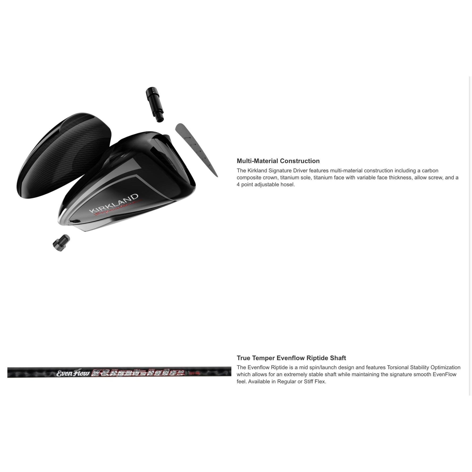 Kirkland Signature Adjustable Right Handed Golf Driver With Graphite Shaft & Headcover Regular flex