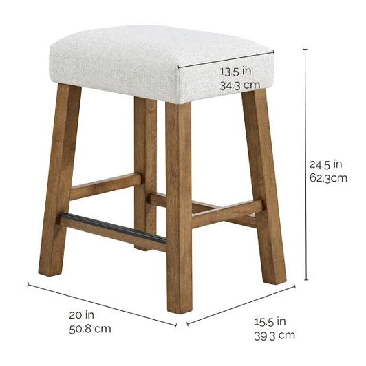 Benny Counter Stool 2-Pack With Gray Upholstered Seats & Walnut Wood Base