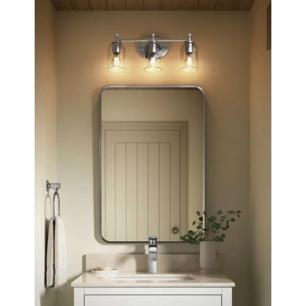 Orime Three-Light Bathroom Vanity Light With Clear Glass Dome Shades
